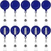 Zonon 50 Pieces Retractable Badge Holder Reels with Swivel Alligator Clip, ID Card Holder Name Badge Reel Clips for Students Teachers Office Workers (Navy Blue)