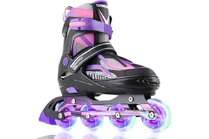 Sowume Adjustable Inline Skates for Girls and Boys, Roller Skates with All Light Up Wheels, Patines para Mujer for Kids and Adults, Men, Women