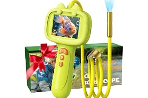 Kids Borescope Camera, STEM Outdoor Exploration Toy for Age 3+ Years Old | Christmas Birthday Gift for Boys Girls, 2.4'' HD Screen Snake Endoscope Camera, 8 LED Lights, Photo Video Recording (Yellow)