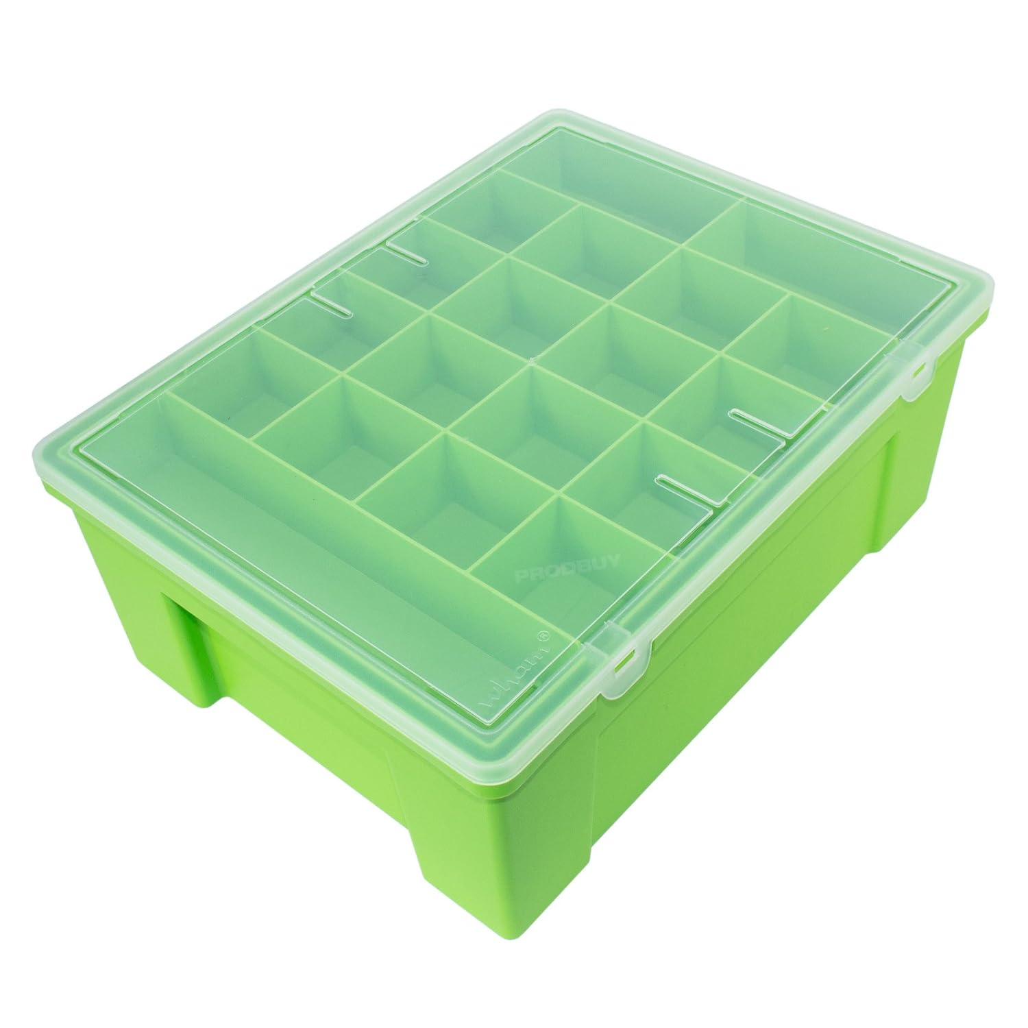 ProdBuy Limited Green Plastic Organiser Box with 19 Compartment Lift