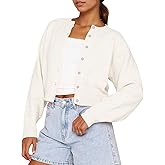 Cioatin Women Y2K Open Front Button Down Crop Sweater Cardigan Long Sleeve Lightweight Knit Pullover Fall Outfits Tops
