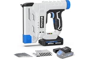 Bielmeier 20V Cordless Brad Nailer, 18 Gauge 2 in 1 Nail Gun Battery Powered, Electric Staple Gun for Upholstery, Carpentry, and DIY, Include 2.0Ah Battery, Charger, 1600Pcs Staples and Nails