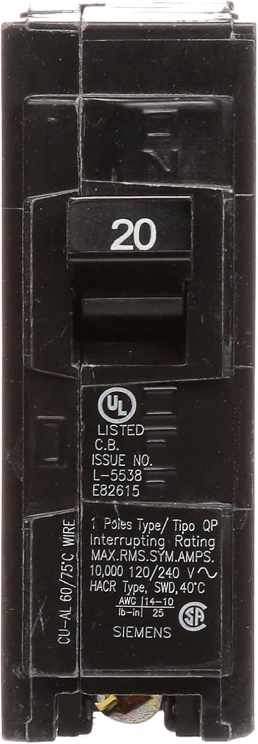Q120 20-Amp Single Pole Type QP Circuit Breaker - Siemens Q Breaker - 