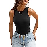 ATHMILE Tank Top Body Suits Women Sexy Crew Neck Racerback Halter Ribbed Sleeveless Bodysuit for Women