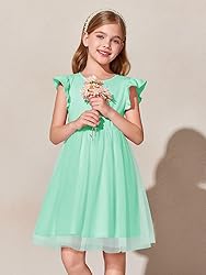 Haloumoning Girls Tutu Dress Ruffle Short Sleeve
