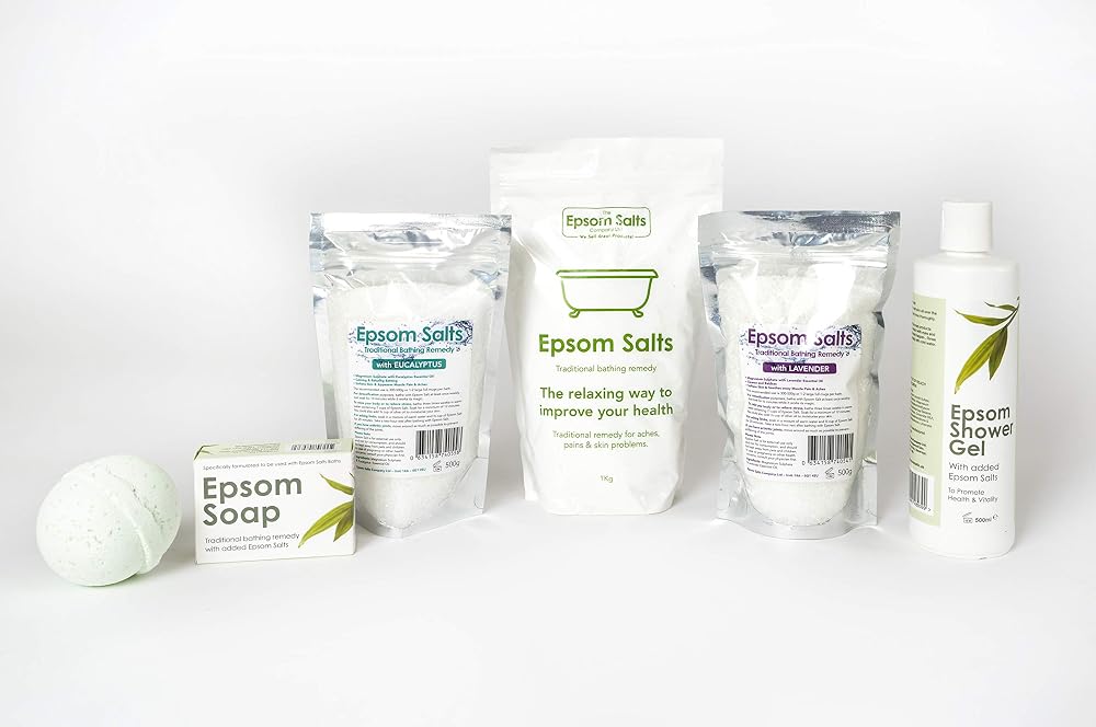 Epsom Salts Christmas Bath Set 500ml Shower Gel 1kg Salts Giant Bomb Lavender