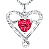 Yuelove Infinity Necklace for Women, 925 Sterling Silver Heart Necklace with 5A Zircon, White Gold Plated Adjustable Chain, Gift for Valentine's Day, Birthday, Anniversary for Wife, Girlfriend, Mom