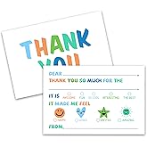 FQPJA Colorful Thank You Card For Kids, Fill In The Blank Birthday Greeting Cards, Colorful Postcards, 20 Pack Thank You Notes With Envelopes, Baby Shower Party Supplies Decorations -B01