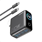 Anker Laptop Charger, 140W Max 4-Port GaN USB C Charger Block with Smart Display, Fast Charging Power Adapter, Touch Controls for MacBook, iPad, iPhone 17/16 Series (Include 5FT Cable, Non-Battery)
