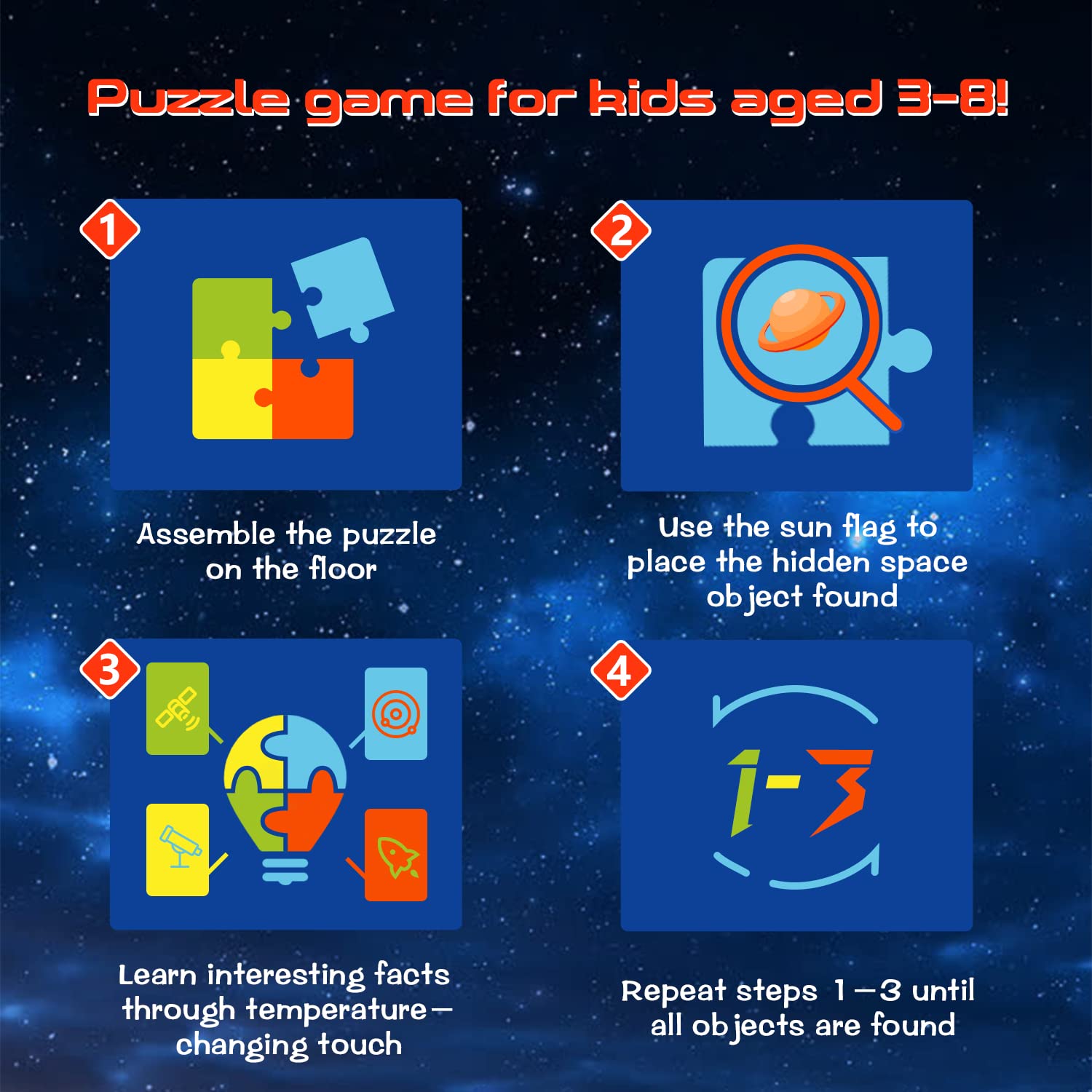 Solar System Puzzles for Kids Ages 4-6, 6-8, Large 48 Pieces Round Space Planets Toddler Puzzle Age 2-4, Jigsaw Floor Puzzles for Kids Ages 3-5, Puzzles Gifts for Boys Girls Children