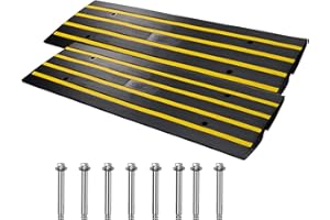 VEVOR Driveway Curb Ramp 2 Pack 1 Channel Threshold Ramp, 22046 Lbs Capacity Rubber Car Ramp, 2.6" Rise Curbside Bridge Ramp 