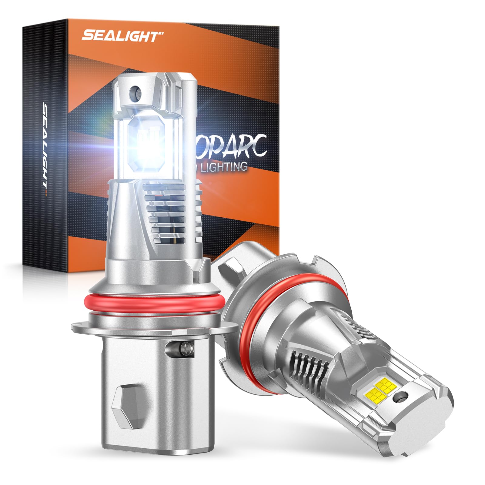 SEALIGHT 9007/HB5 LED Bulb, 46000LM 6500K Output Canbus Ready, 800% LED Headlight Bulbs For Powersports IP68 60000Hrs Lifespan, 1：1 Size 3Mins Installation, 2 Pack Image