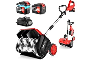 DENQIR 17"Cordless Snow Shovel with Wheels, 9000mAh Brushless Electric Snow Blower Battery Powered, 20-30FT Throw Distance/Larger Snow Removal,12lb Lightweight Snow Thrower for Driveway/Steps/Patio/Sidewalk