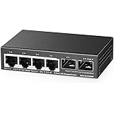 4 Port 2.5G Managed Switch with 2x10G SFP+ Slot, Ultra-Mini Size, Support Trunk/LACP/VLAN/QOS, Metal Multi-Gigabit Desktop/Wa