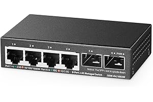 4 Port 2.5G Managed Switch with 2x10G SFP+ Slot, Ultra-Mini Size, Support Trunk/LACP/VLAN/QOS, Metal Multi-Gigabit Desktop/Wa