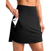 G Gradual 18" Golf Skirts for Women Zipper Pockets Knee Length Skort with Shorts Underneath High Waist Tennis Pickleball