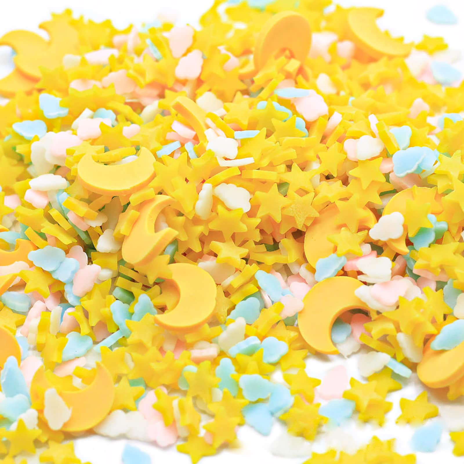 Polymer Clay Moon Stars Slice Sprinkles for Fake Dessert Cake Decor, Decoden Phone Case, Slime Projects DIY, Scrapbooking, Resin Jewelry Making Pack of 30g