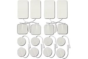 TENS Unit Replacement Pads, Self-Adhesive Electrodes, Small & Large Size 16-Pcs Reusable Electrode Pads with 2.0 mm Connector