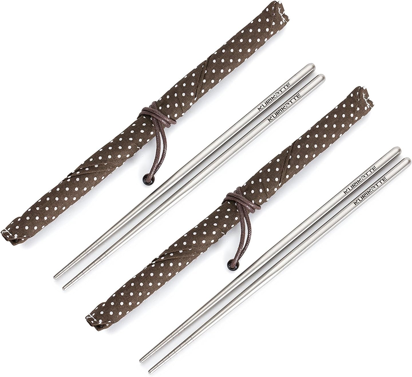 Square Titanium (Ti) Chopsticks Extra Strong + Light - Food Grade with Stylish Carrying Case - Camping Picnics Outdoors + Elegant Dining (2 Pairs) By RZSAIDA