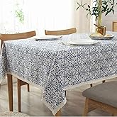 Bringsine Cotton Linen Table Cloth Cover Fabric Vintage Navy Damask Decorative Lace Tablecloth for Dinner Picnic Home Decorative（Rectangle/Oblong, 36 x 55）