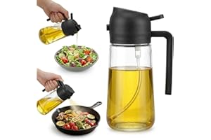 16oz/470ml Glass Oil Sprayer for Cooking - 2 in 1 Oil Dispenser Bottle Spray and Pour for Kitchen Salad BBQ Cooking Air Fryer