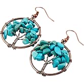 Nupuyai Crystal Dangle Earrings, Tumbled Stones Hook Earrings for Women