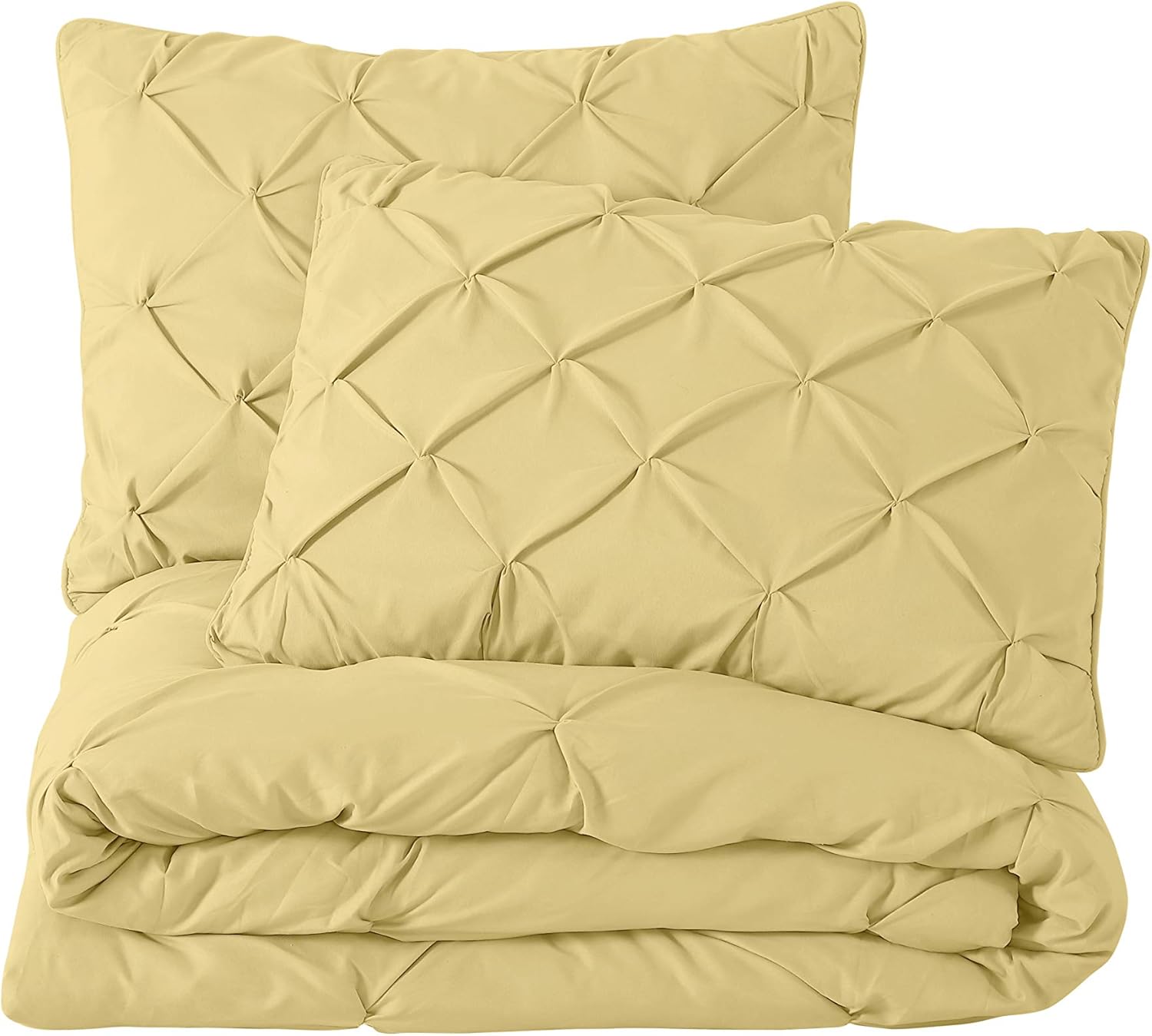 Chezmoi Collection Berlin 3-Piece Pintuck Pinch Pleat Bedding Comforter Set (Full, Yellow): Home & Kitchen