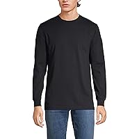 Lands' End Mens Long Sleeve Pocket Super-T Tee Dark Charcoal