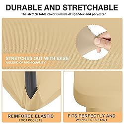 2 Pack 4 Feet Champagne Spandex Tablecloth for