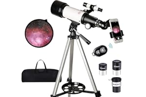 LUCITECK Telescope for Kids Adults Beginners,70mm Aperture 400mm Focal Length Premium Telescopio for Astronomy, Multi Coated Travel Refractor Telescopes with Wireless Remote,Astronomy Beginners Gifts