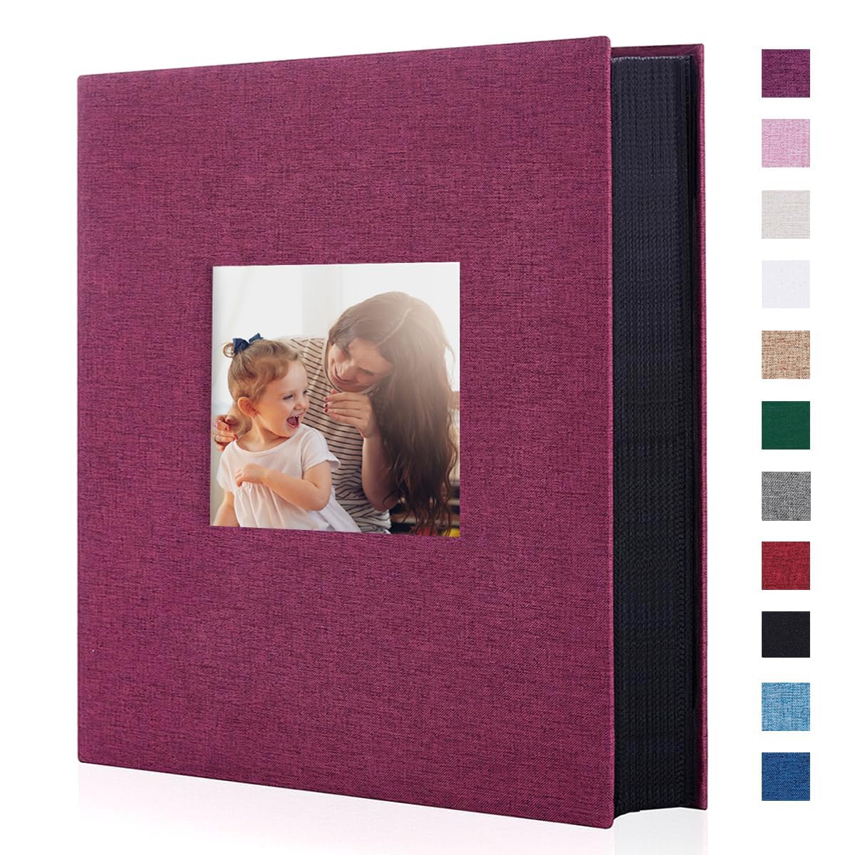 Miaikoe Photo Album 6x4 400 Pockets Slip in Large Capacity Album for Family Wedding Anniversary Linen Album Book Holds 400 Vertical 10x15cm Photos(400 Pockets, Purple)