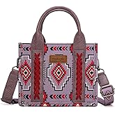 Wrangler Mini Aztec Tote Bag for Women Boho Small Top Handle Purse with Adjustable Strap