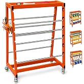 Hlplenn Wire Spool Rack, 8 Rods, Wire Cart with Locking Wheel | 400lb Capacity, Adjustable Cable Caddy &amp; Dispenser for Electrical, Industrial &amp; Retail Use