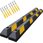 OranLite 72" Inch Heavy-Duty Parking Curb | 2-Pack 6-Foot Rubber Wheel Stop for Garage Parking Lot Safety, Installation Kits Included