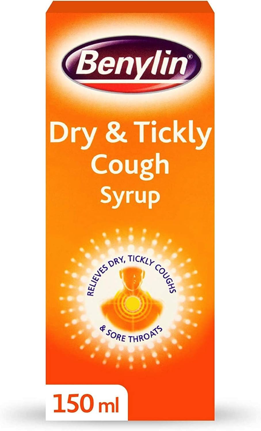 Benylin Dry and Tickly Cough Syrup, Targeted Relief for Your Cough, Cough Medicine for Adults and Children, 150 ml