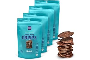 People's Choice Beef Jerky - Jerky Crisps - Naked - Three Ingredients - Beef, Water, Sea Salt - Sugar Free, Zero Carb, Gluten Free, Keto Friendly, Carnivore Diet, 40g Protein per Package - Thin, Crispy, Crunchy - 1.8 OZ (4 Pack)