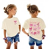 KEEVICI Cute Bow Christian Shirts Graphic Tees for Girls Jesus God Faith Bible Verse Shirt for Kids Cotton Religious Top