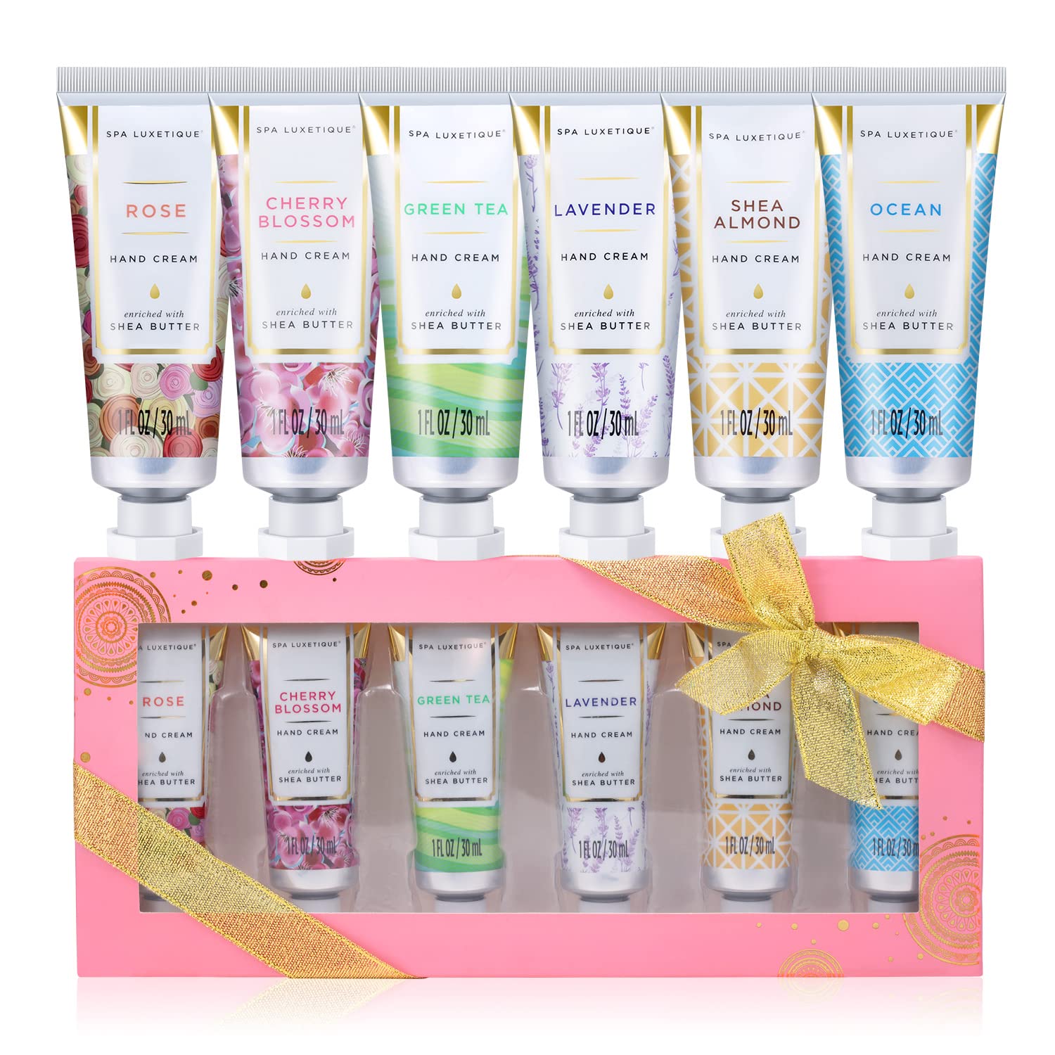 Hand Cream Set-Spa Luxetique Hand Cream 6x30ml Shea Butter Hand Moisturiser, Mini Hand Cream for Very Dry Hands with Vitamin E,Natural Aloe Valentine's Day Mothers Day Gifts for Women Christmas