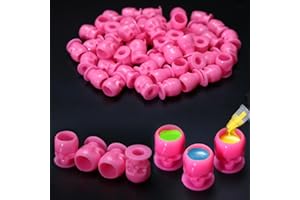 YILONG Disposable Tattoo Ink Caps Skull Tattoo Ink Cups with Stable Base and 200pcs Per Pack Permanent Makeup Pigment Holder Container Cap Tattoo Accessory,Pink