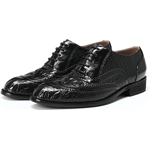 AUSTIN MILL Mens Classic Dress Oxford Shoe for Wedding Business Party Prom | Alligator Pattern PU Surface Non-slip Soles Grea