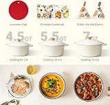 Overmont Enamelled Cast Iron Round Casserole Pot with Lid 4.2L Cream view 7