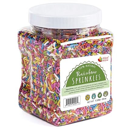 Natural Rainbow Sprinkles No Artificial Dyes 100 Natural Gluten Free Vegan Lactose Free Bulk 1 5 Pounds Amazon Com Grocery Gourmet Food