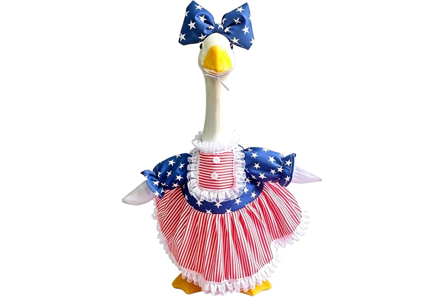 Go Ho 4th of July Porch Goose Outfit, American Flag Patriotic Clothes for 23 Inch Porch Goose Statue, Summer Sculpture Clothes for 250th Anniversary USA Outdoor Lawn Garden Patio Decoration
