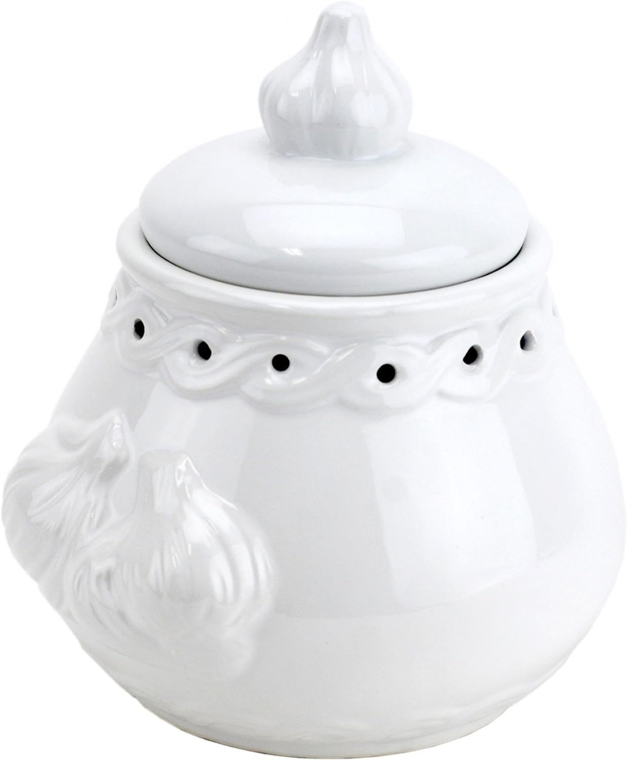 Italian Garlic Keeper Ceramic, White Pottery Garlic Keeper Terra Cotta