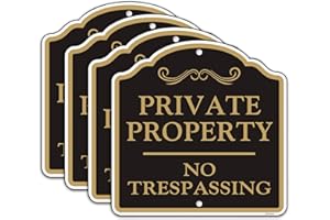 Doninex Large (4 Pack) Private Property No Trespassing Sign, 12x12 Inches Reflective Aluminum Metal Signs, Fade Resistant, Weatherproof, Indoor or Outdoor Use