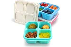 shopwithgreen Bento Snack Box Lunch Snacks container, 4 Compartment Snackle Containers, Reusable Meal Prep Food Storage Conta