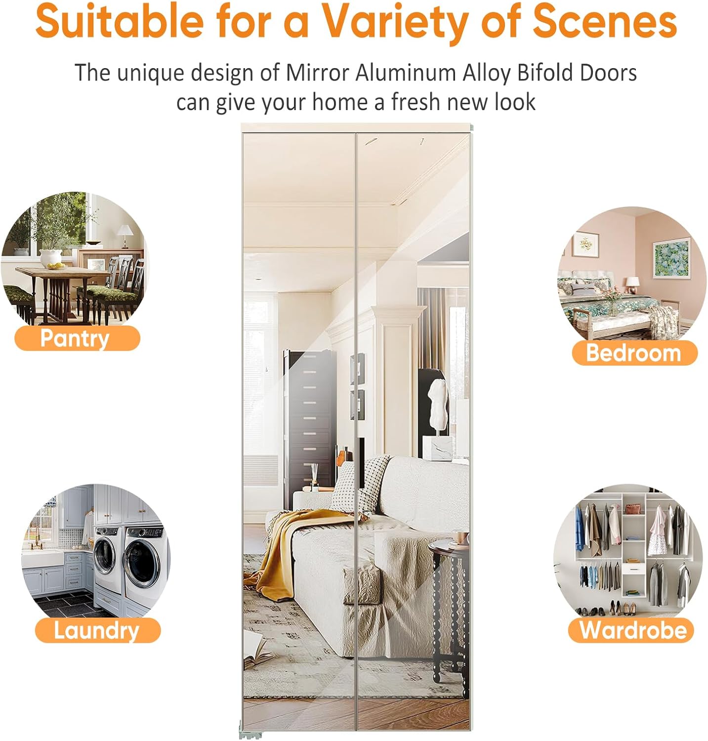 All hardware components included in the SOLRIG Bifold Mirror Closet Door kit