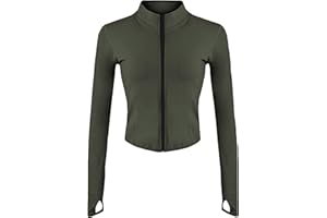 Tanming Women's Full Zip Seamless Workout Jacket Running Yoga Slim Fit Track Jacket
