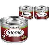 Sterno Canned Heat Ethanol Gel Fuel 45-Minute Burn, 3 Pack | Smart can indicator changes color when too hot to handle, UL 2997 validated, indoor/outdoor