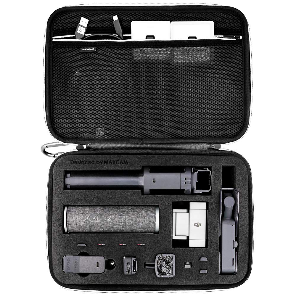 MAXCAM Carrying Large Case Compatible with DJI Pocket 2 Creator Combo + Charging Case + Extension Rod + Phone Clip (Pocket 2 and Accessories are NOT Included)